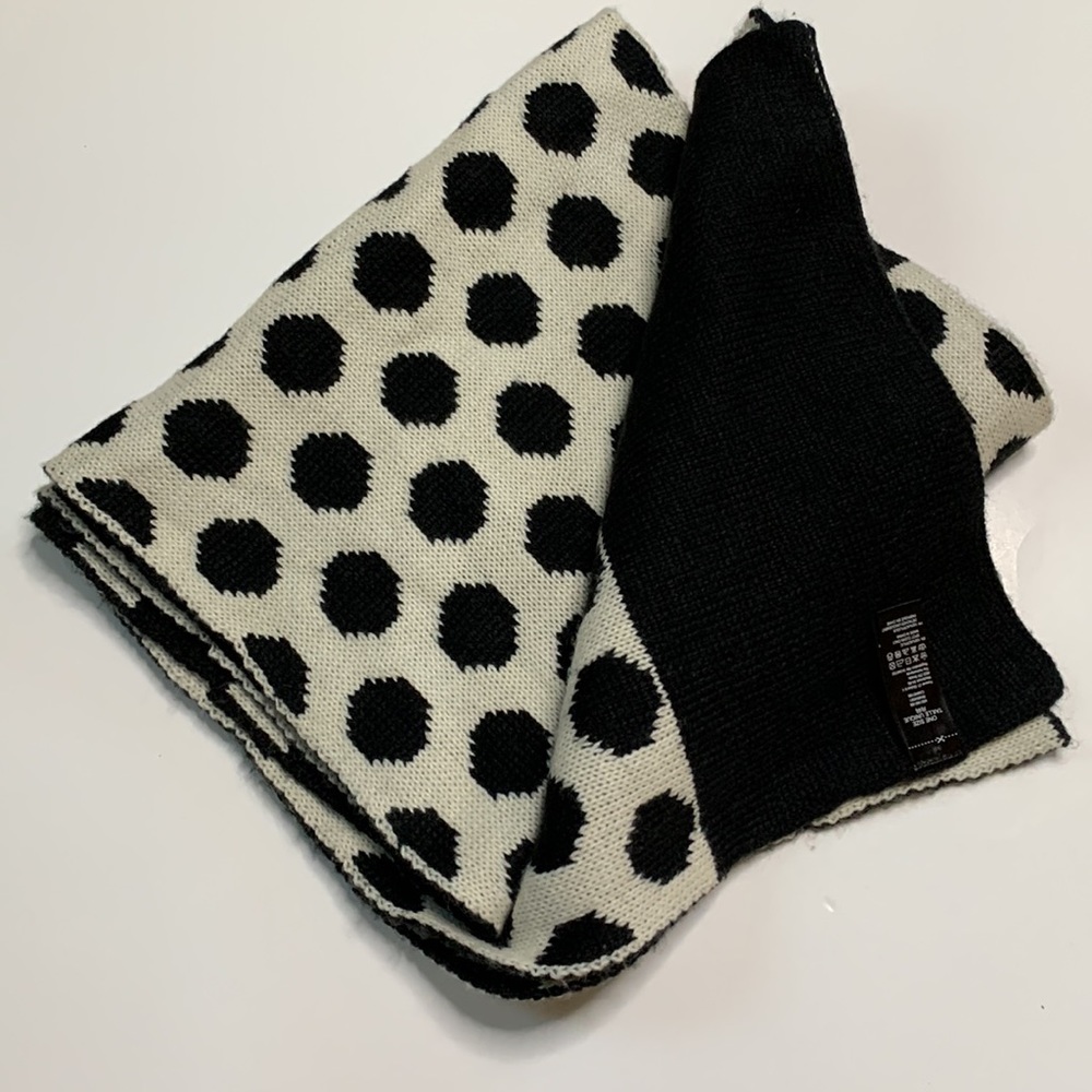 Polka Dot Scarf | Black & White Large Thick Wrap | Retro Alternative Accessory